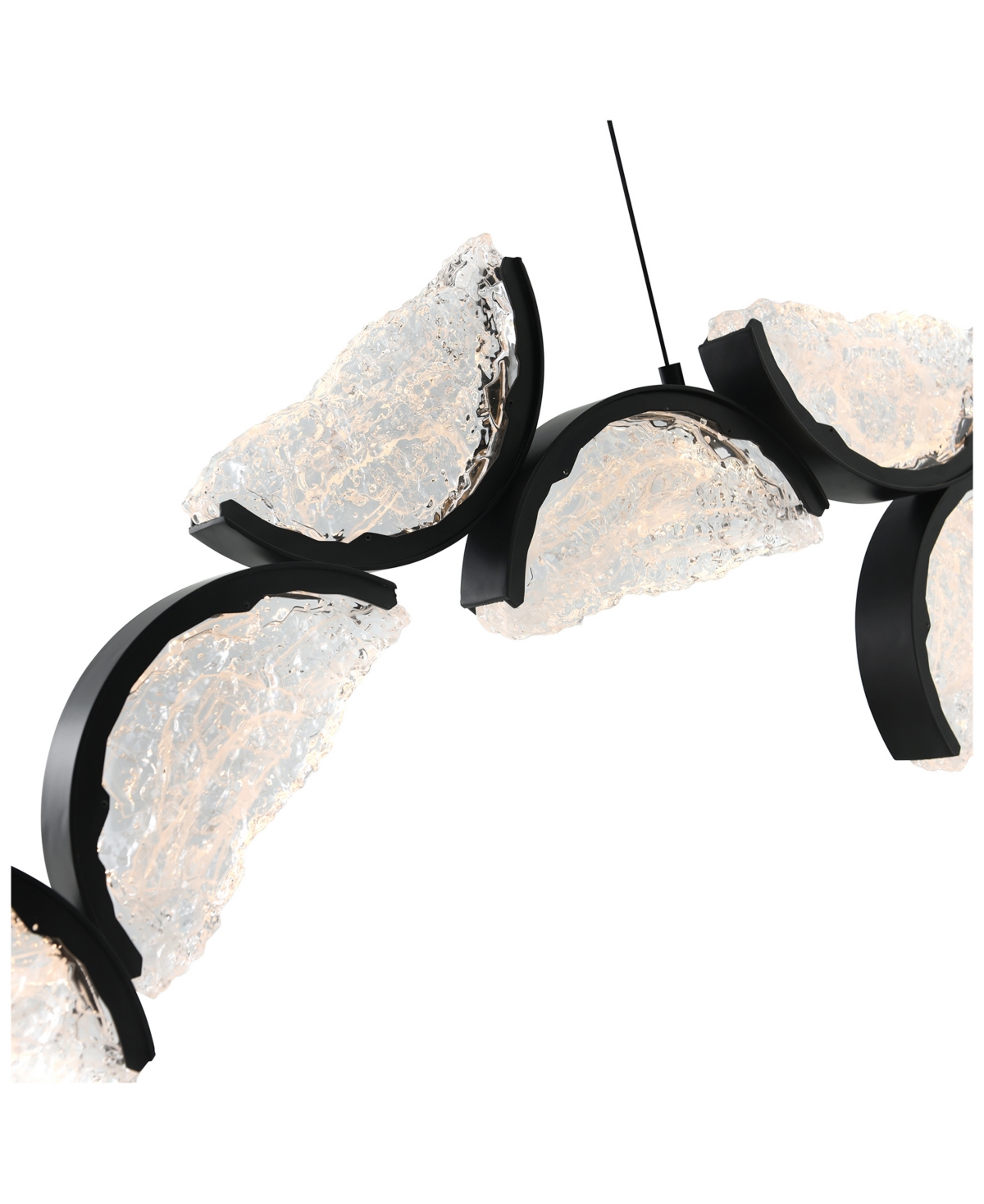 Cwi Lighting 17" Metal Moon Integrated Led Chandelier In Black