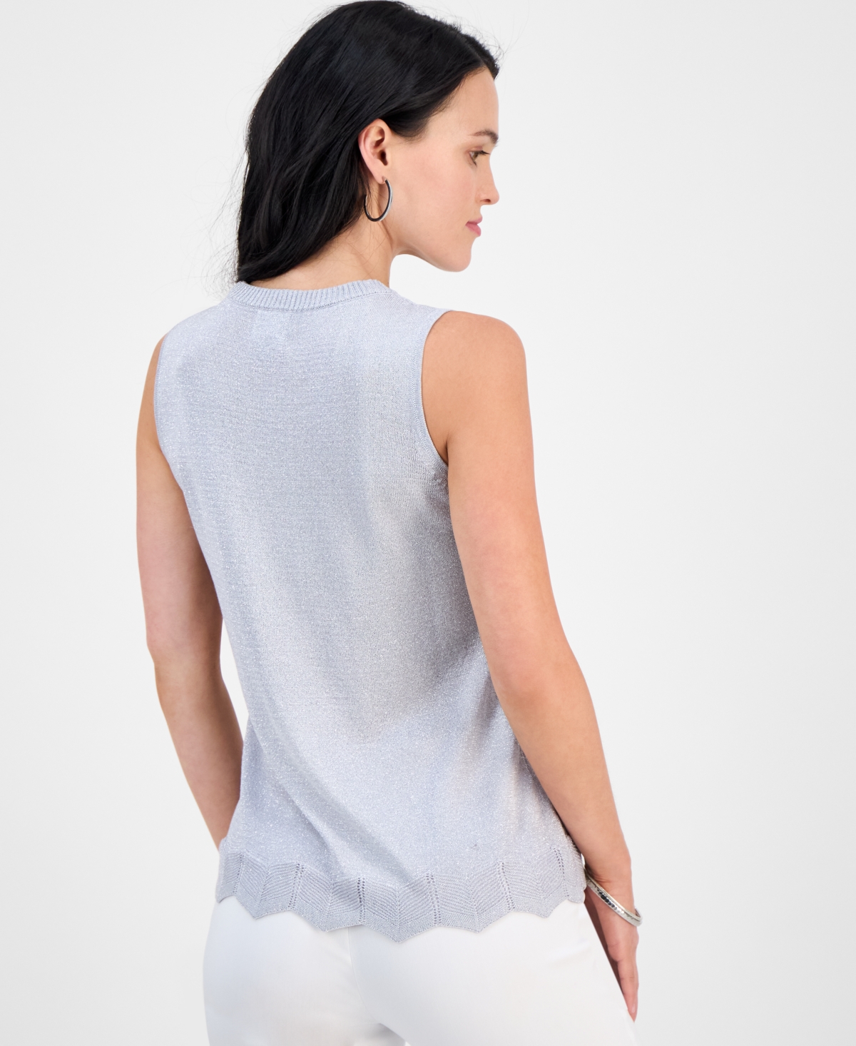 Shop Jm Collection Petite Shine Novelty Sweater Tank Top, Exclusively At Macy's