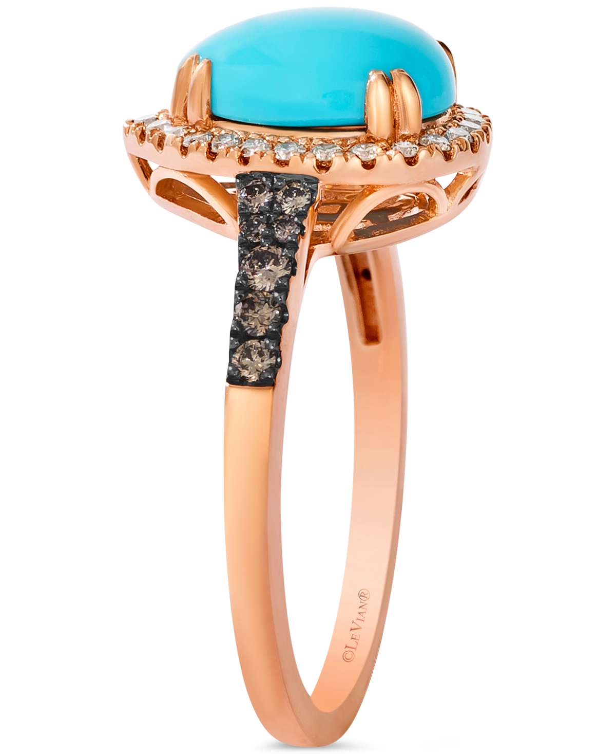 Le Vian Robins Egg Blue Turquoise (1-3/4 Ct. T.w.), Nude Diamond (1/6 Ct. T.w.) & Chocolate Diamond (1/6 Ct. In Rose Gold