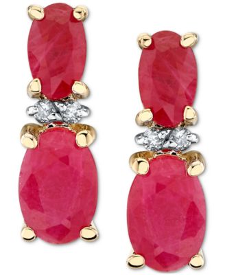 Ruby (1-9/10 ct. t.w.) & Diamond Accent Butterfly Drop Earrings in 14k Yellow Gold