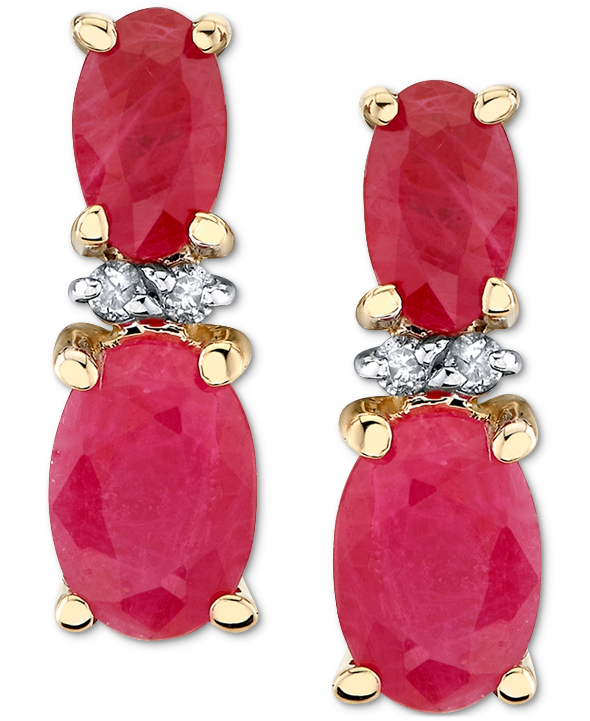 Macy's Ruby (1-9/10 Ct. T.w.) & Diamond Accent Butterfly Drop Earrings In 14k Yellow Gold In Ruby