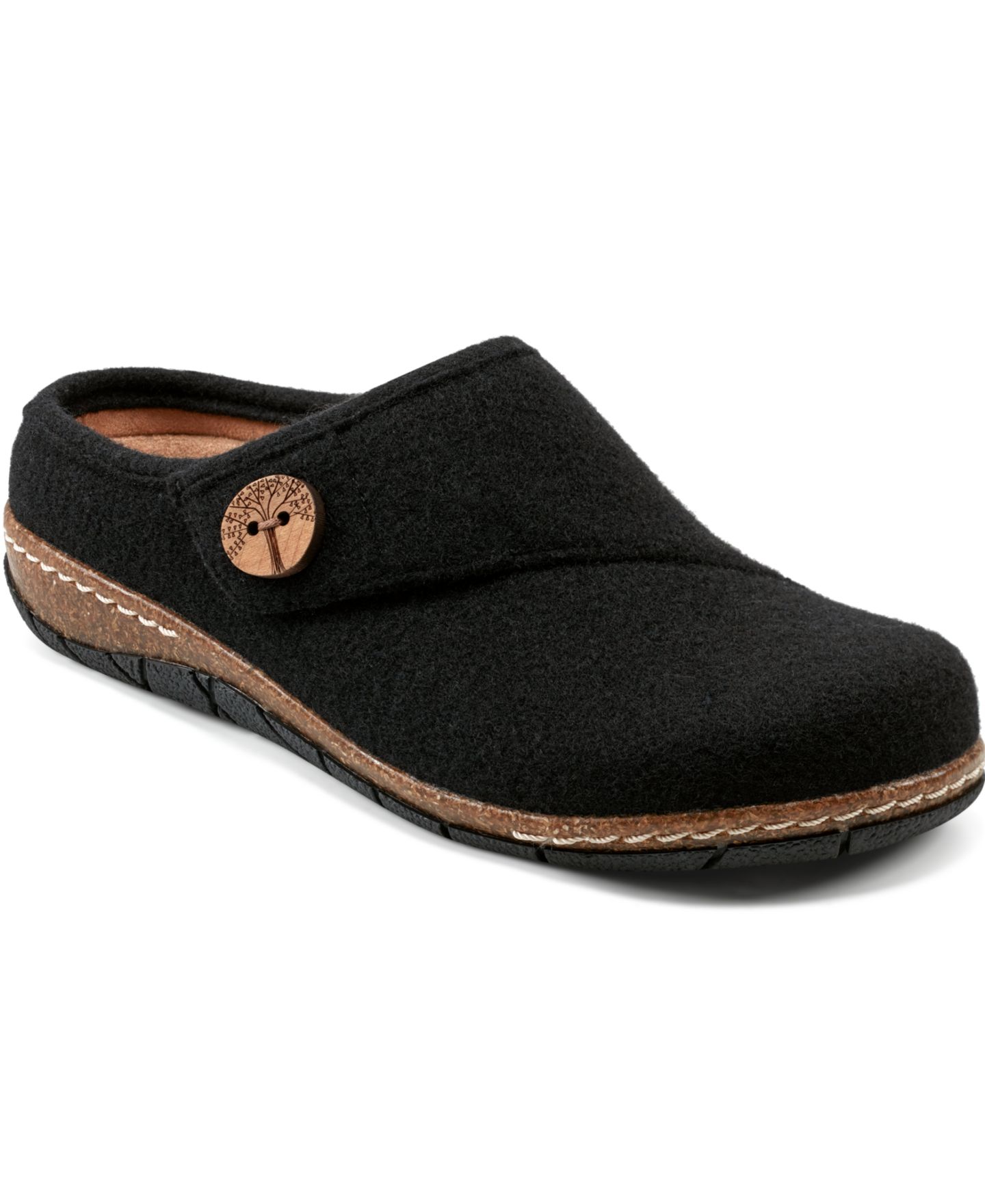 Женские сабо Earth Ezra Button Wrap Slip-On, цвет: Чёрный — фото 1
