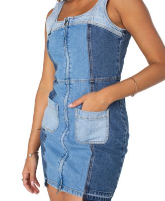 Juniors' Sami Patchwork Denim Sleeveless Dress