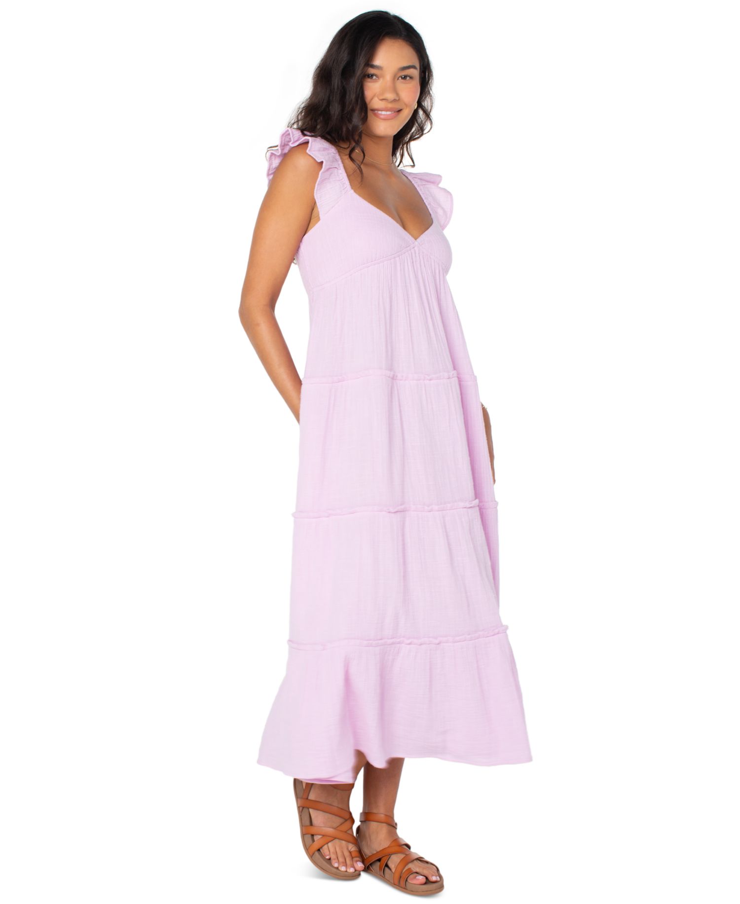 Women's Palmy Days Cotton Smocked-Back Tiered Midi Dress