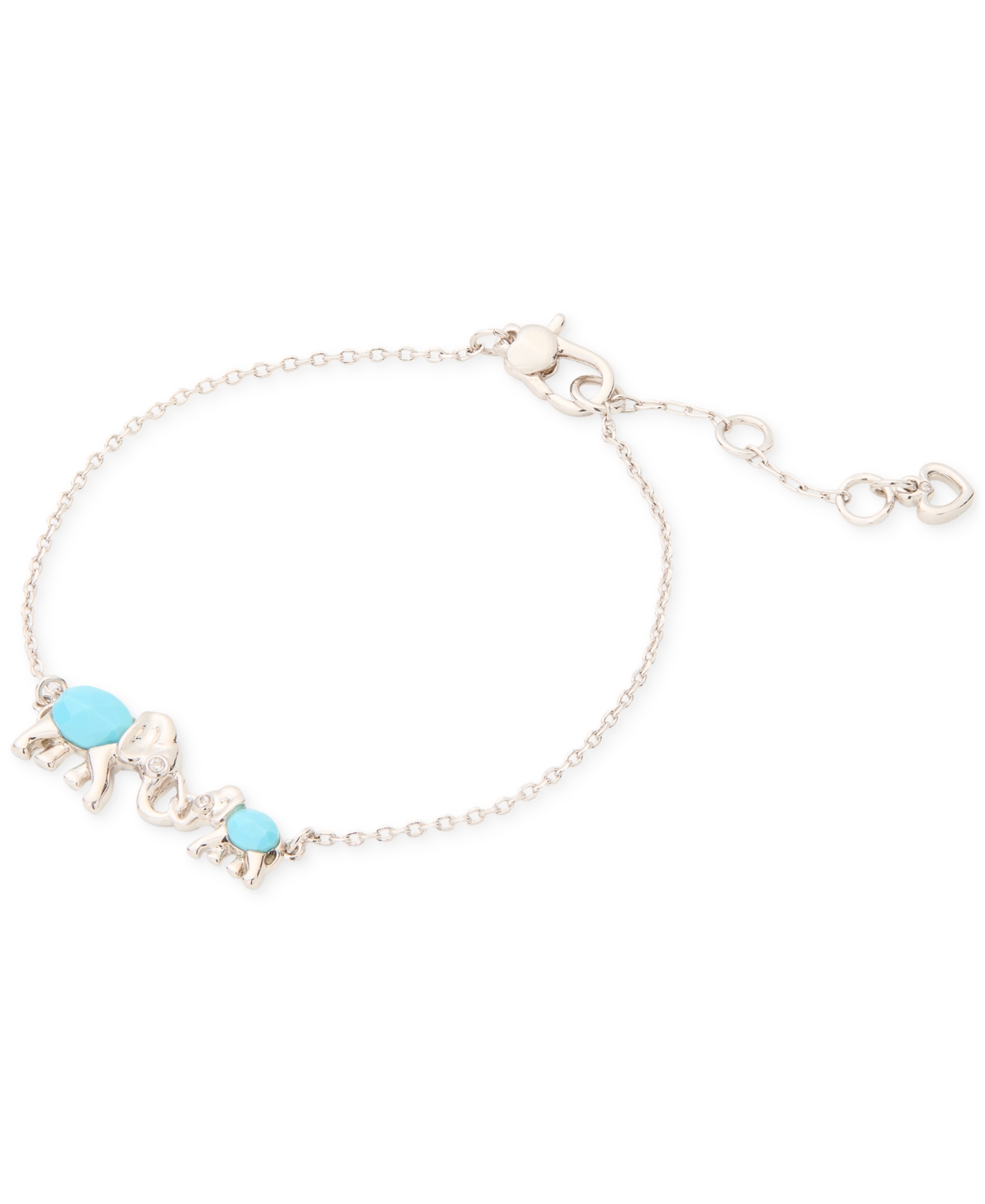 Shop Kate Spade Silver-tone Mama Elephant Stone Charm Bracelet In Clear,silv