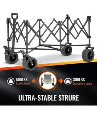 Collapsible Foldable Extended Height Wagon with 500lbs Weight Capacity,Folding Utility Garden Cart with Big All-Terrain Beach Wheels,for Camping, Garden,Sports,Beach,Shopping