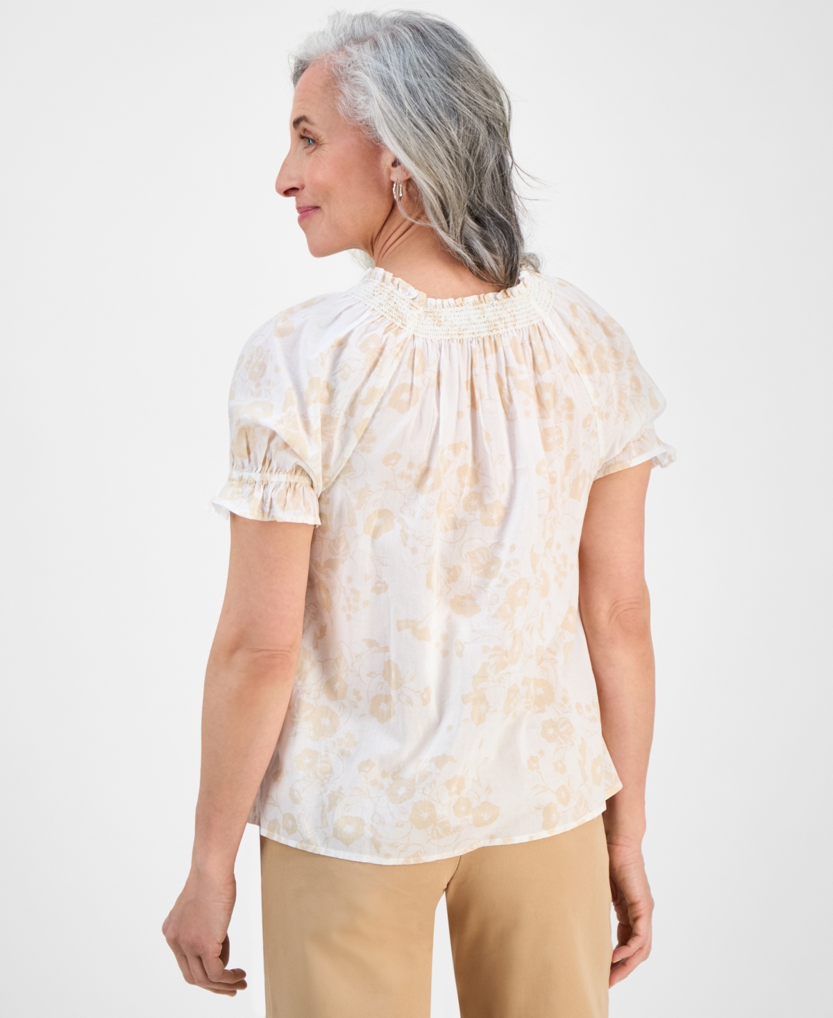 Style & Co Petite End On End Contrast-stitch Top, Exclusively At Macy's
