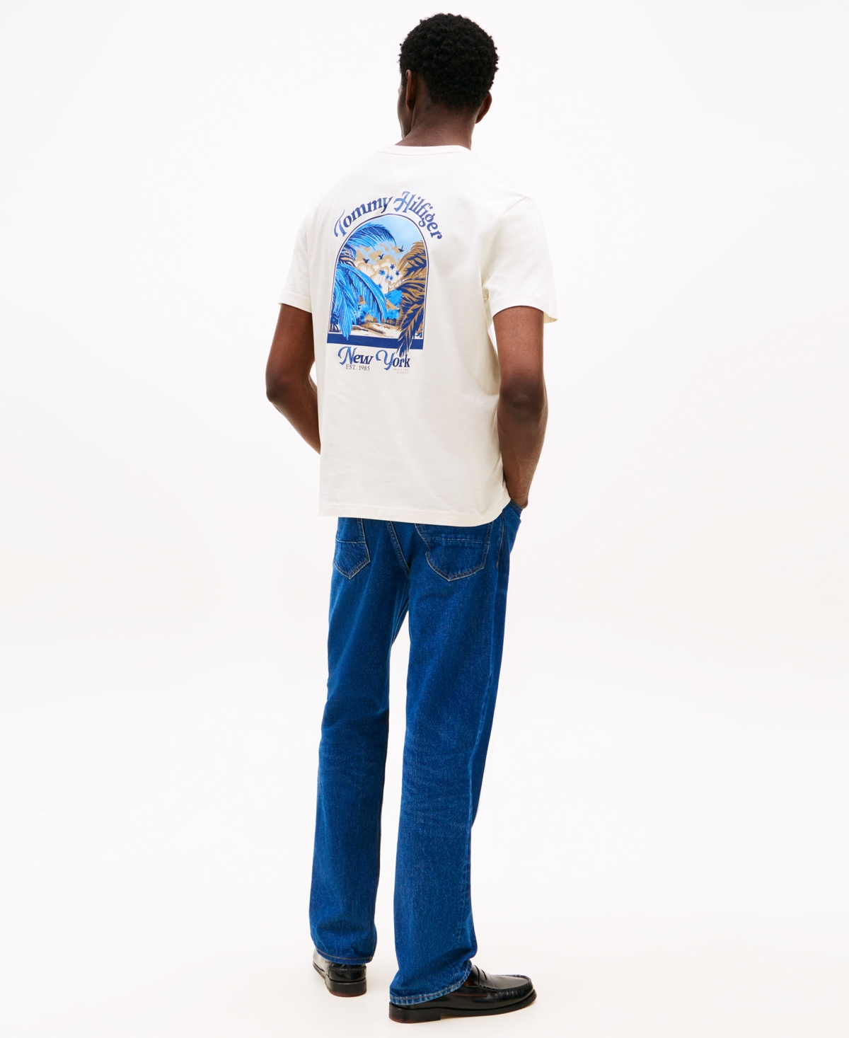 Shop Tommy Hilfiger Men's Relaxed Fit Short Sleeve Crewneck Logo Graphic T-shirt In Ivory Petal