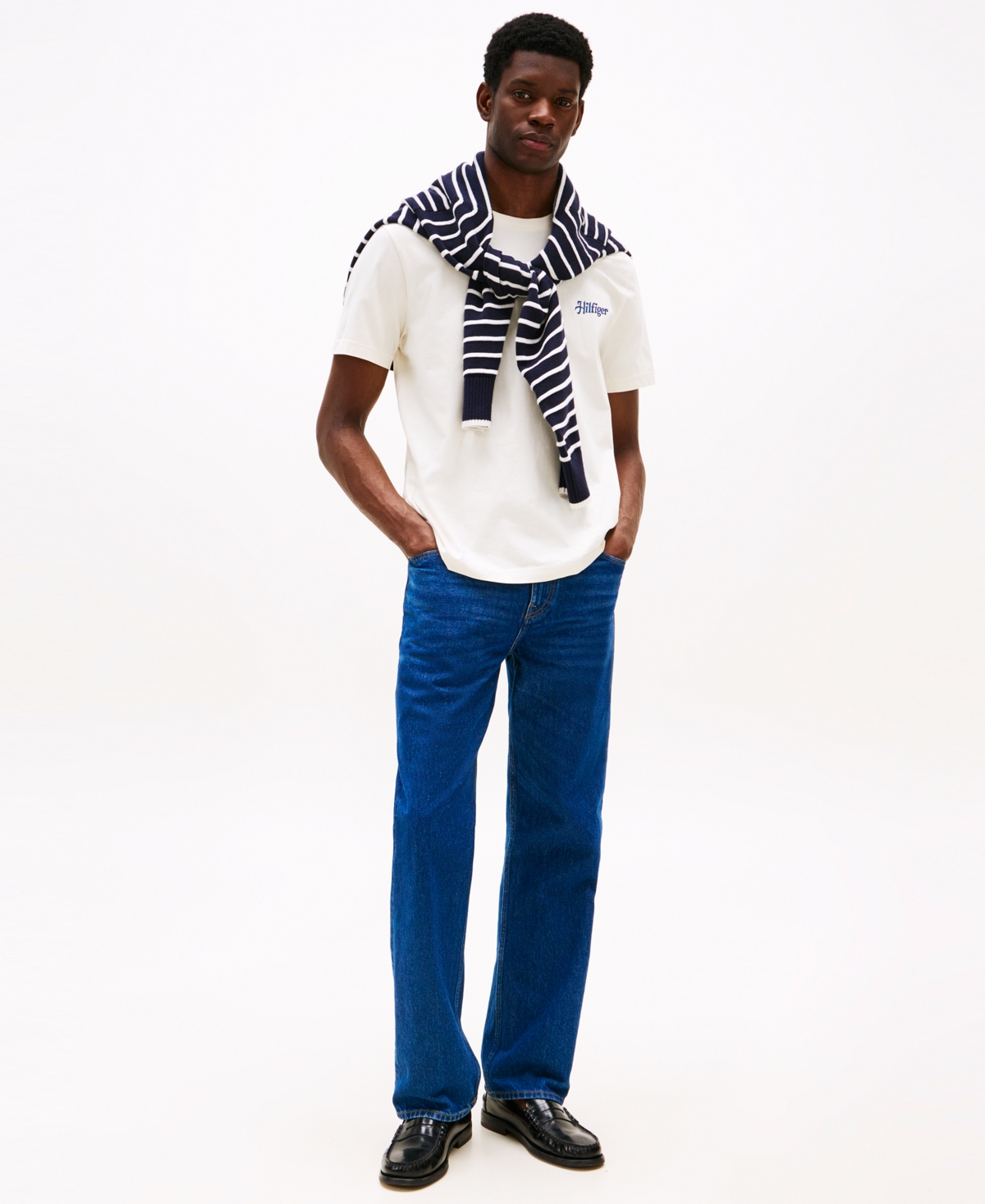 Shop Tommy Hilfiger Men's Relaxed Fit Short Sleeve Crewneck Logo Graphic T-shirt In Ivory Petal