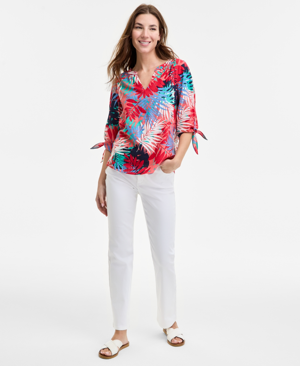 Jones New York Print Raglan Sleeve Top In Multi