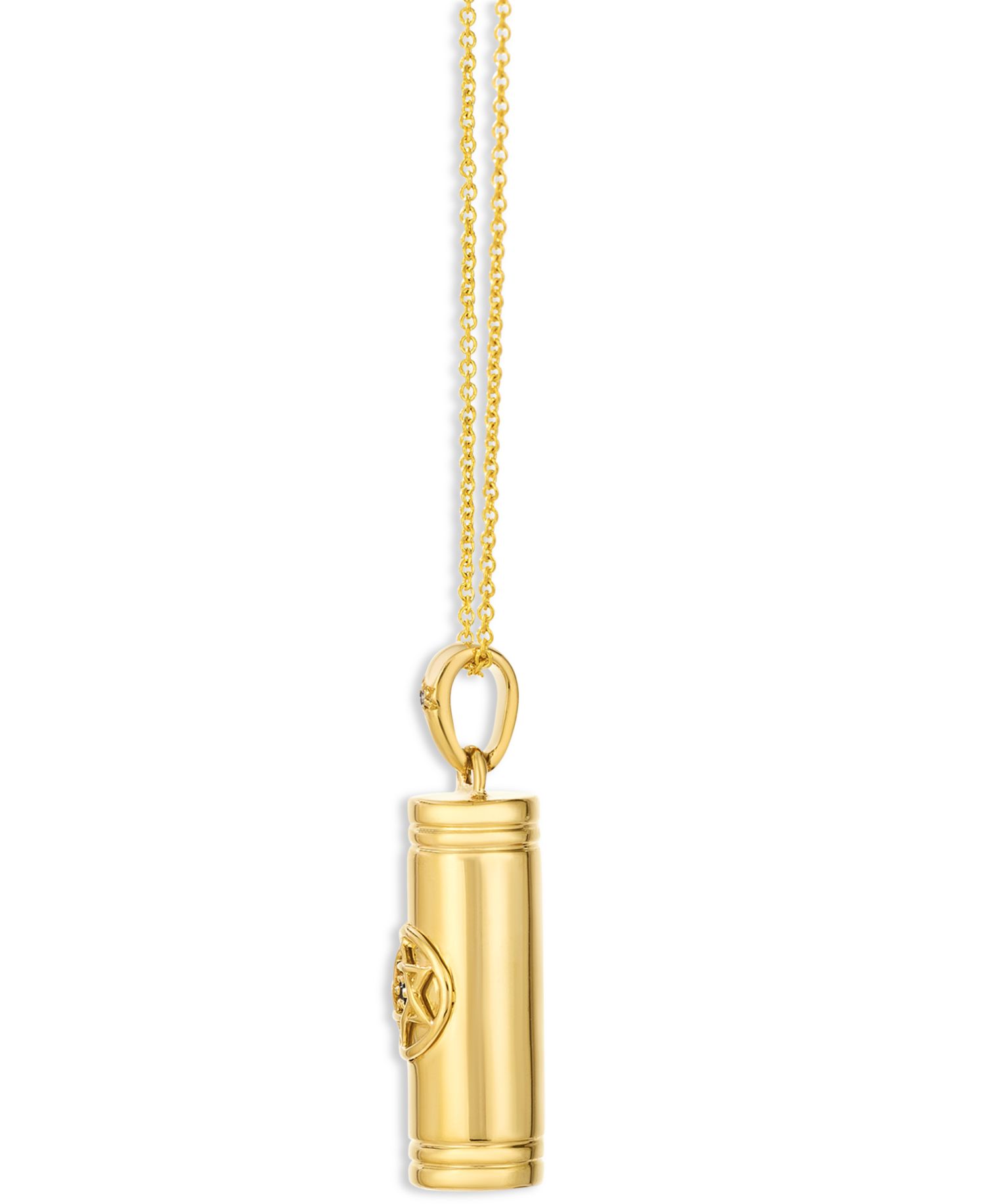 Vanilla Diamond® & Chocolate Diamond® Mezuzah Pendant Necklace in 14k Yellow Gold, 20"