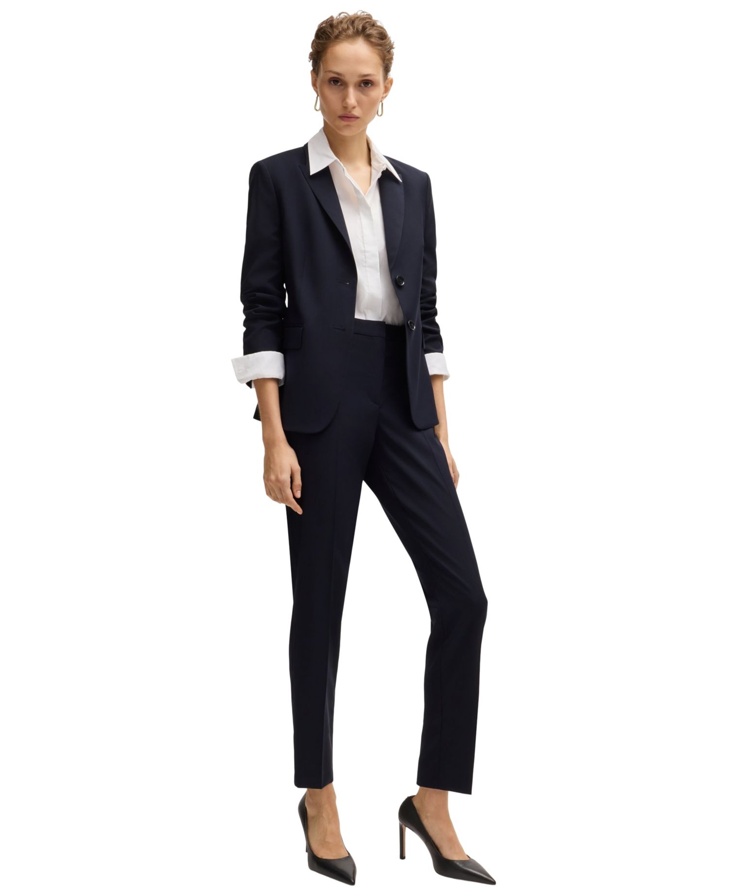 BOSS by Women's Wool Regular-Fit Cropped Pants