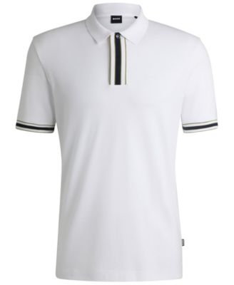 Men's Contrast Tipping Interlock-Cotton Polo Shirt