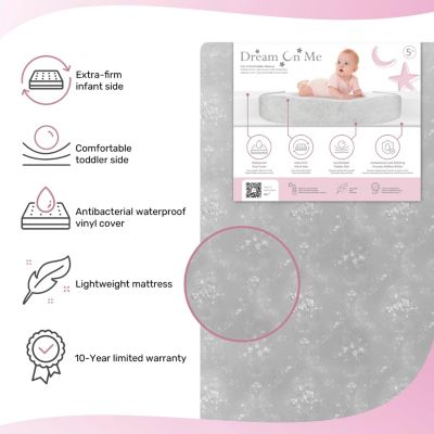 Snooze Crib & Toddler Mattress in Grey, Greenguard Gold & JPMA Certified