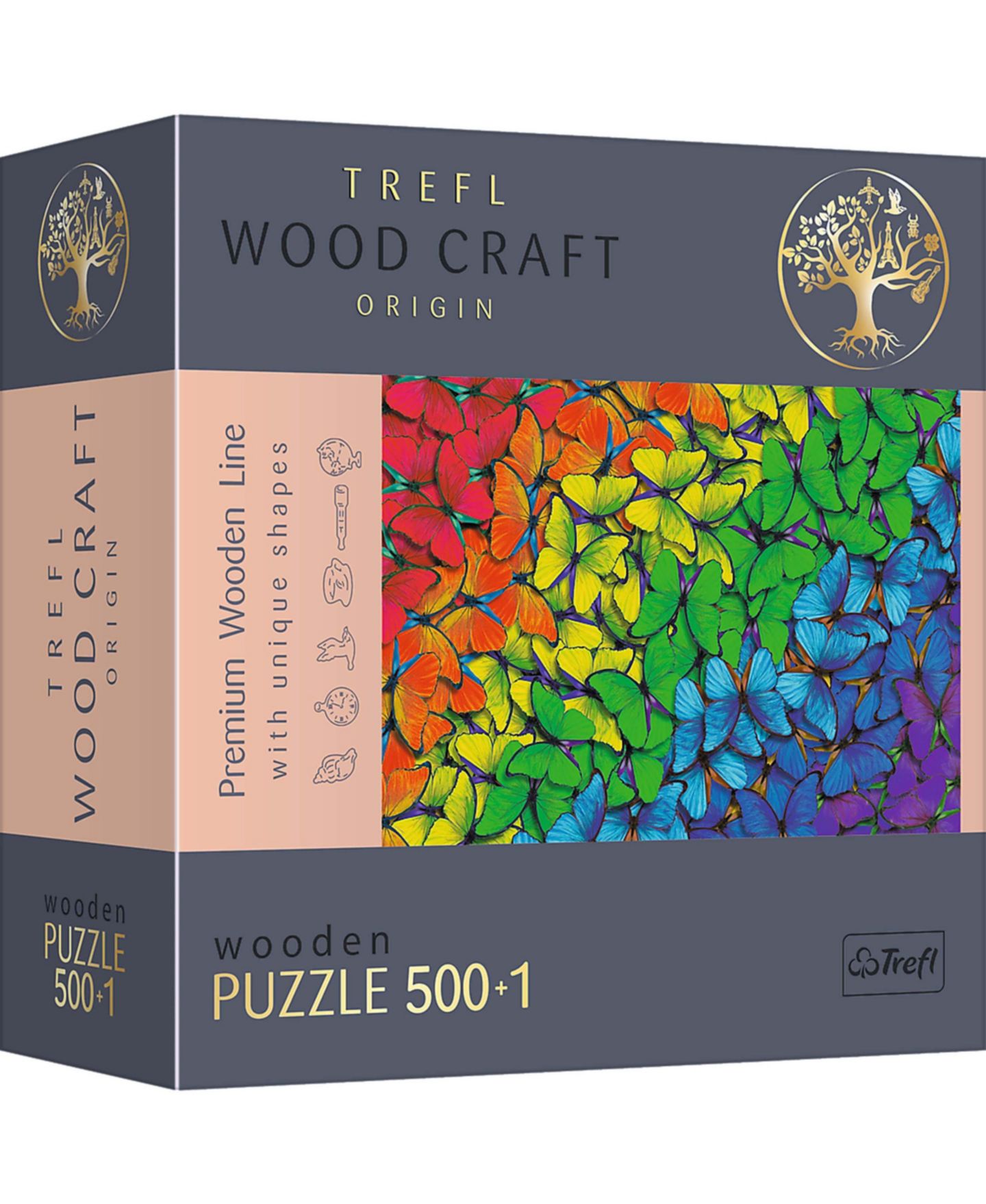 Детский пазл Trefl Wood Craft Rainbow Butterflies 501-Piece Wooden Puzzle, от 12 лет, цвет: Разноцветный — фото 1