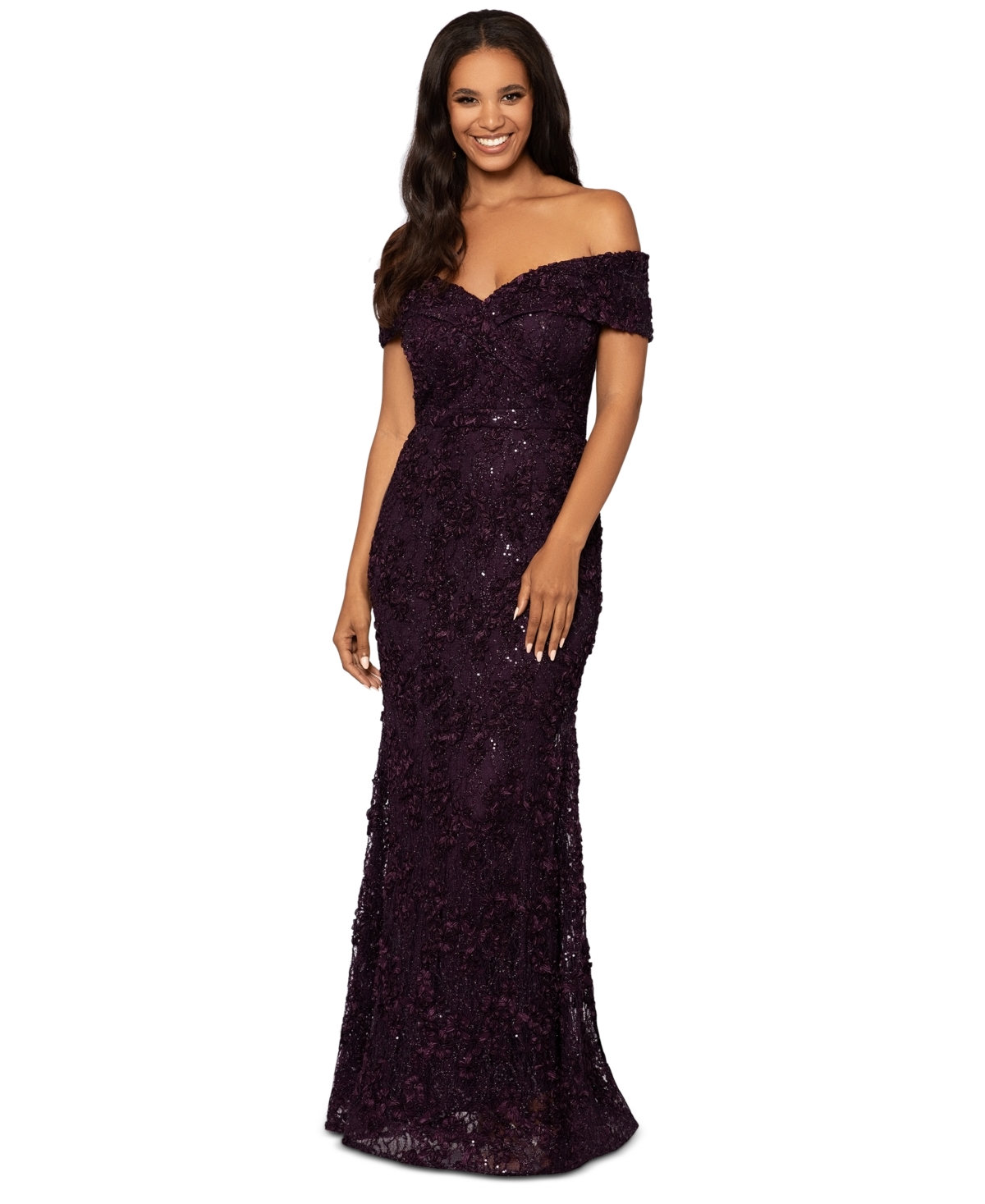 Xscape Off-the-shoulder Lace Gown