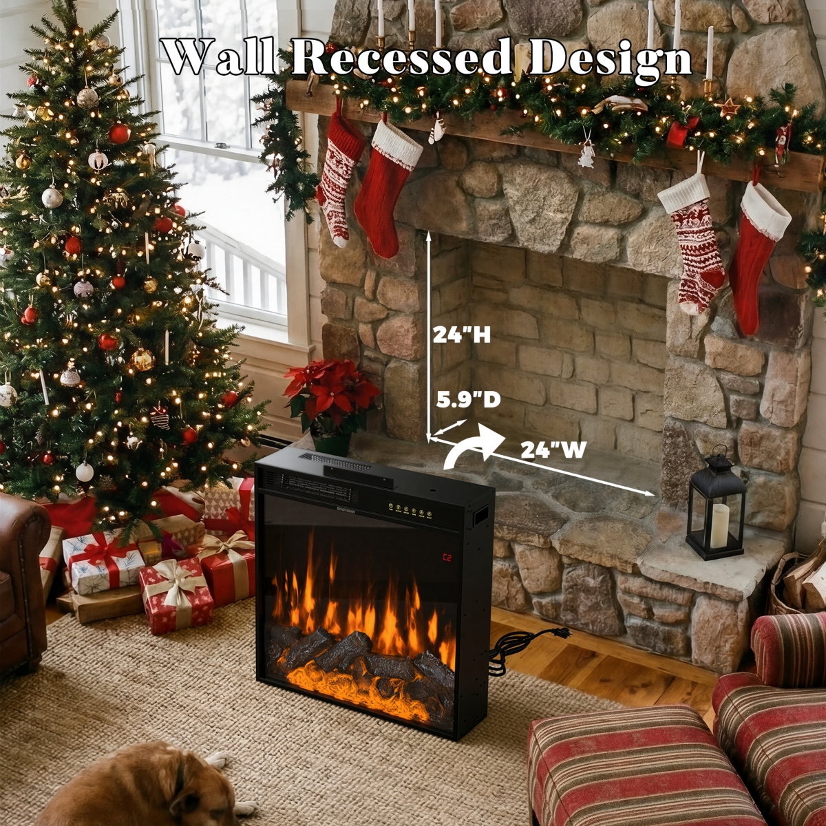 Multifunctional Tv stand with stitching design, media console with tri-color light strip, wooden entertainment center