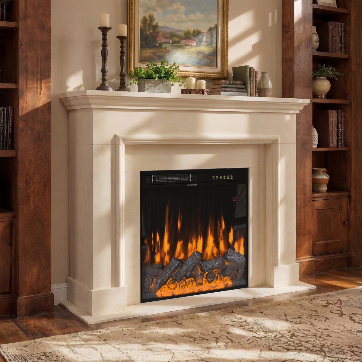 Multifunctional Tv stand with stitching design, media console with tri-color light strip, wooden entertainment center