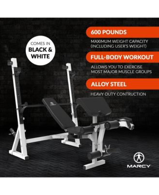 Olympic Weight Bench, Home Gym Exercise Equipment Workout Machine, White