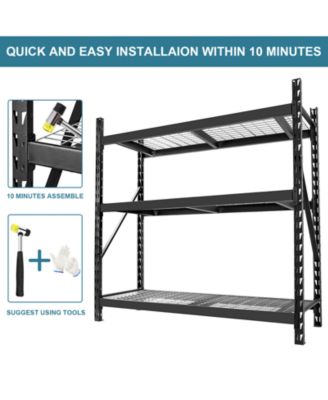 Garage Shelving Heavy Duty 72"H77"W Garage Storage Shelves 6000LBS Heavy Duty Shelving Adjustable 3 Tier Metal Shelving