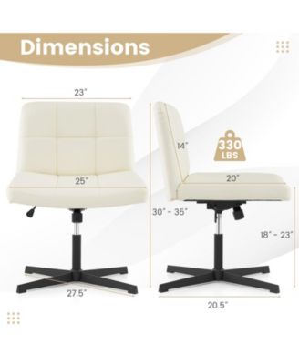 PU Leather Upholstered Cross-legged Office Chair with Oversized U-shaped Seat for Home Office Make Up