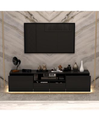 1 Pc Wood TV Stand, 4 Drawers, Media Console with Light Strip – Entertainment Furniture