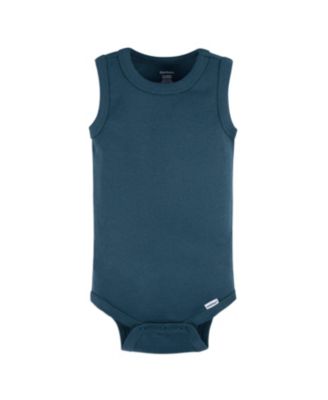 Baby Boys 5-Pack Sleeveless Onesies Bodysuits, Blue Stripe, 0-3 Months