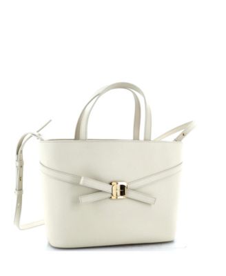 Small Front Cross Bow Shopper Tote Leather