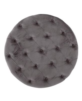 Round Velvet Ottoman Upholstered Footstool for Living Room or Bedroom Soft Polyester Fabric Comfortable Seating Option