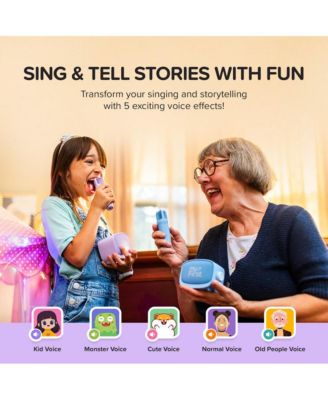 Voice 2 - Kids Mini Karaoke Machine with Wireless Microphone and Ai Voice Changer for Kids, Portable Bluetooth Speaker, Christmas Toys Gifts for Girls and Boy 3-12 Years Old (Purple)