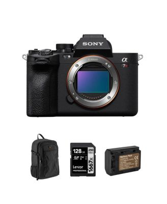 Sony Alpha a7R V 61.0MP Full Frame Mirrorless Digital Interchangeable Lens Camera Body - Bundle with 128GB UHS-II SDXC Memory Card, Alpine 200 Backpack, Extra Battery