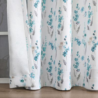 1 Piece Watercolor Floral Light Filtering Grommet Top Window Curtain Panel