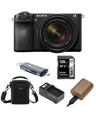 Sony Alpha a6700 Mirrorless Camera Body with E 18-135mm f/3.5-5.6 OSS Lens Bundle with Shoulder Bag, 128GB SD Card, Card Reader, Extra Battery,