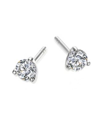 Sterling Cubic Zirconia Solitaire Stud Earrings
