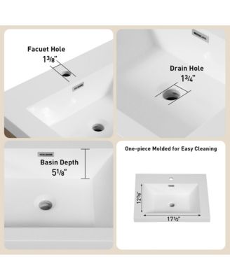 24" Freestanding Bathroom Vanity with Sink, Bathroom Storage Vanity Cabinet with Stone Resin Countertop and Soft Close Drawers