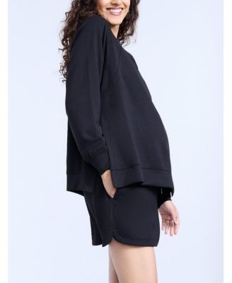 Maternity Long Sleeve With Side Slits Scuba Raglan Top - Motherhood