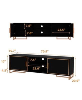 TV Stand with 2 Doors and Metal Handles and Feet, Media Console, Entertainment Center