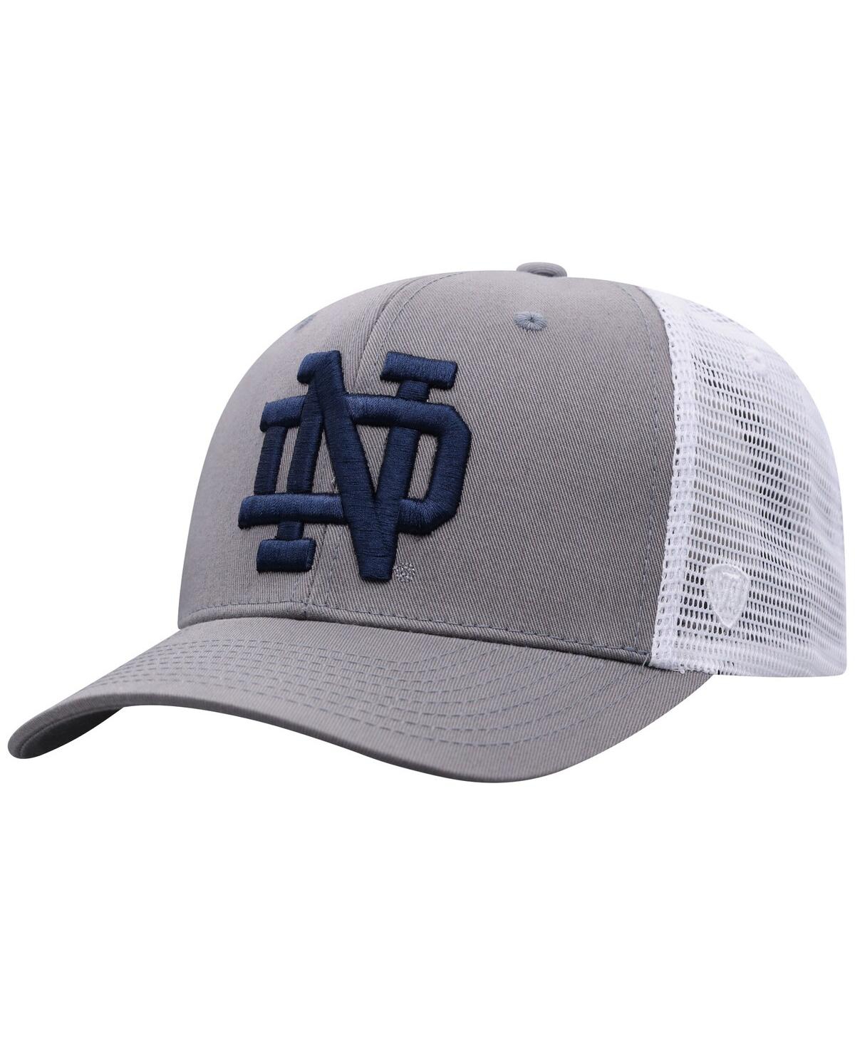 Top Of The World Men's Gray/white Notre Dame Fighting Irish Victory Baseline Trucker Adjustable Hat In Gray,white
