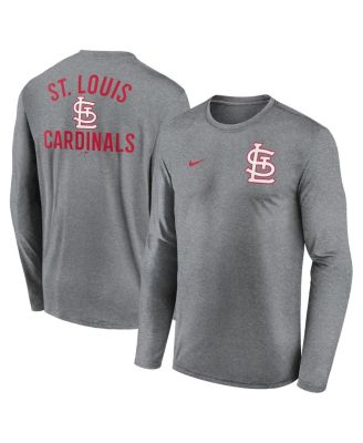 Nike - Men's Heather Charcoal St. Louis Cardinals 2-Hit Legend Performance Long Sleeve T-Shirt