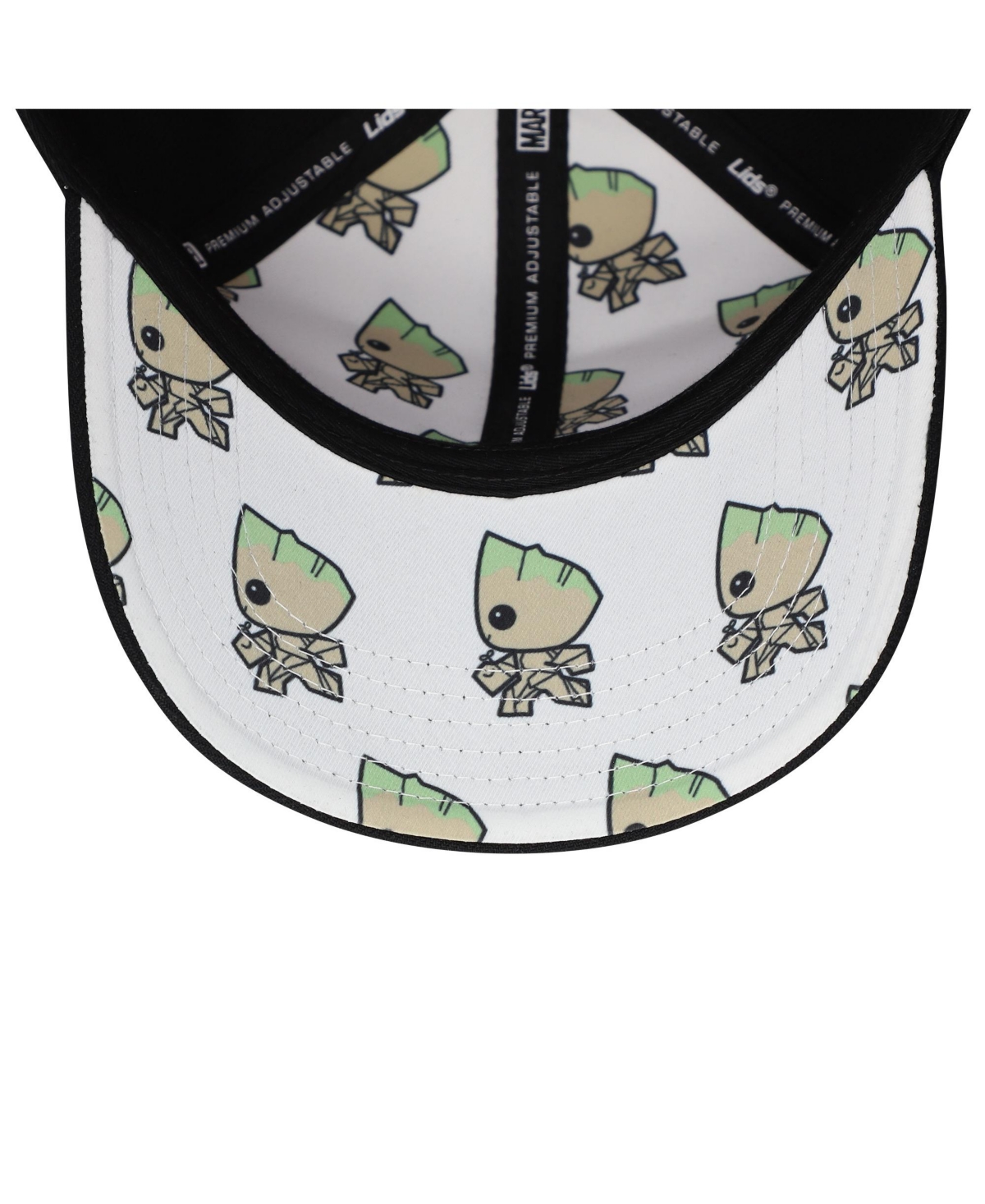 LIDS BIG BOYS AND GIRLS BLACK GUARDIANS OF THE GALAXY GROOT CHIBI ADJUSTABLE HAT 