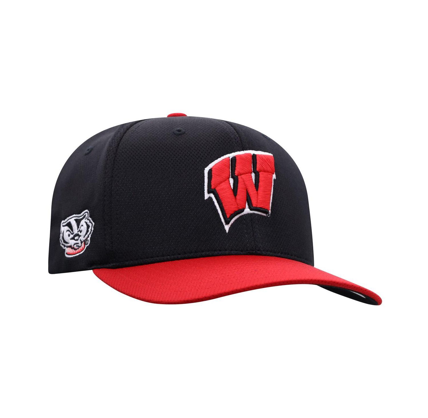 Men's Black Wisconsin Badgers Reflex Fitted Hat