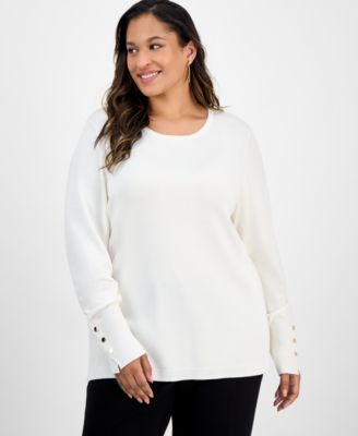 Plus Size Crewneck Long-Sleeve Sweater, Macy's Exclusive