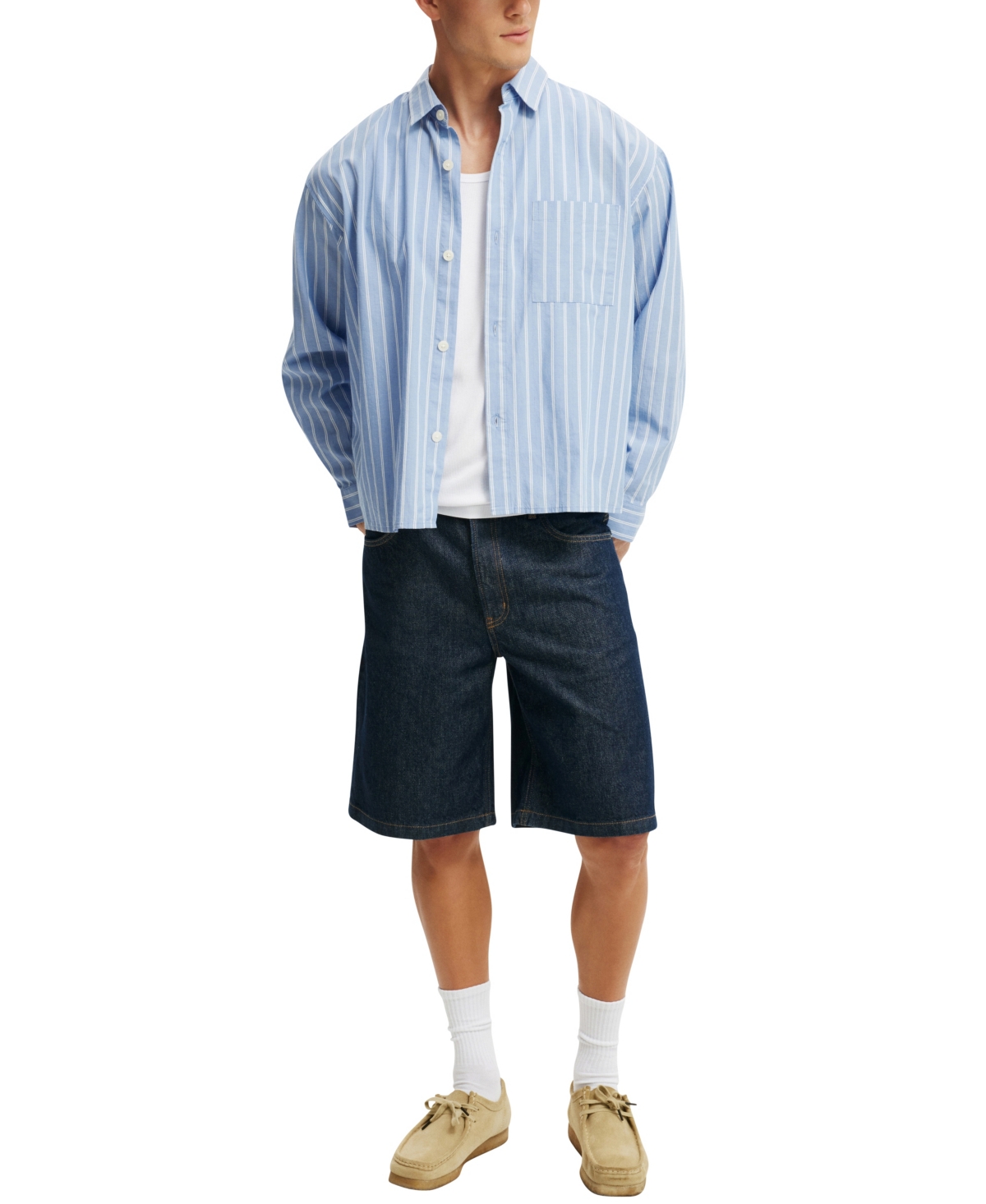 Shop Cotton On Men's Baggy Denim Shorts In Blue