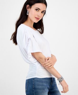 Petite Scoop-Neck Ruched Top, Exclusively at Macy's 