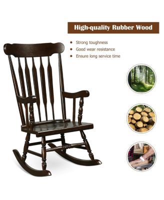 Rocking Chair with Solid Wooden Frame for Garden and Patio