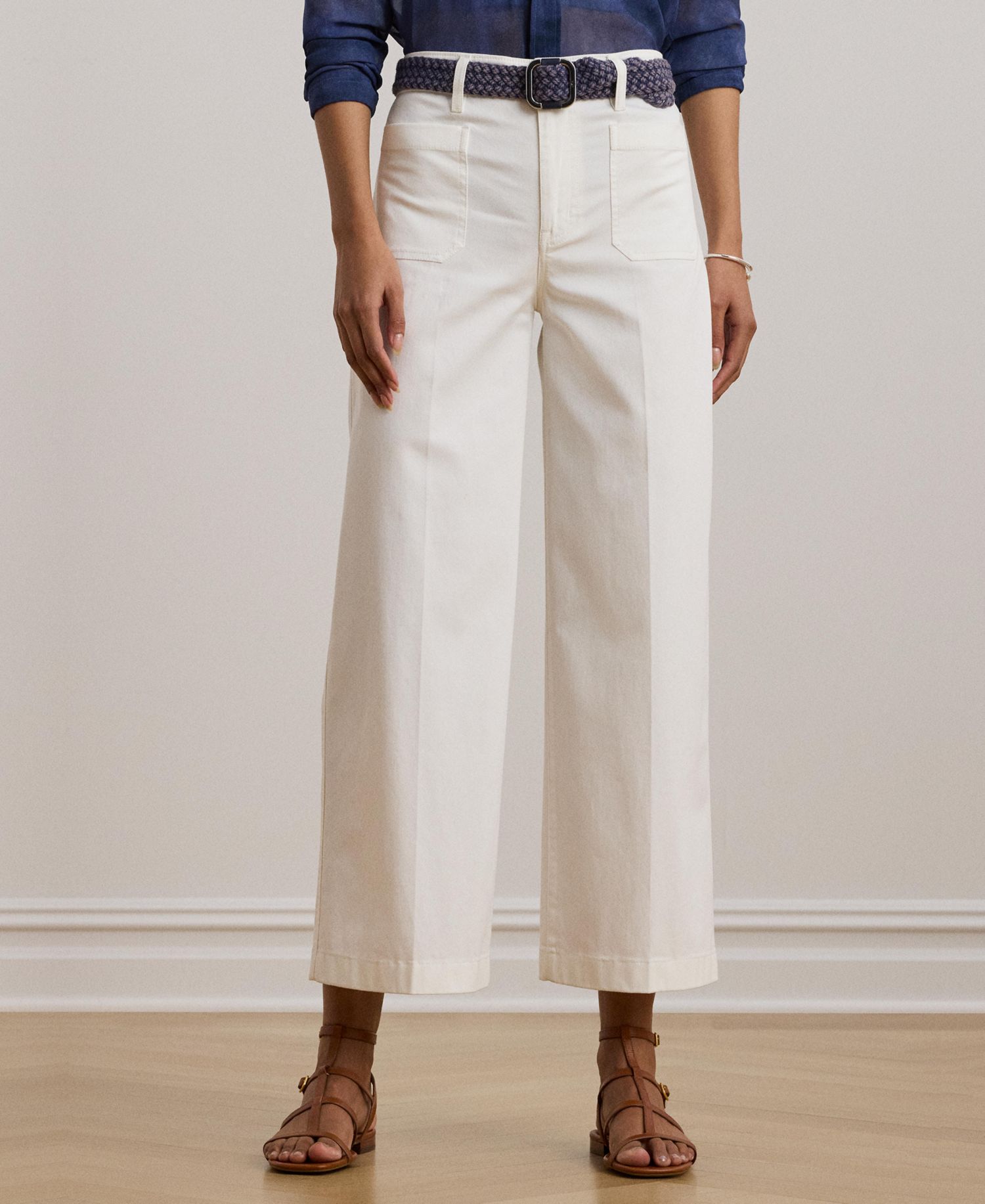 Women's Stretch Chino Wide-Leg Cropped Pants