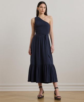 Lauren Ralph Lauren - Women's Belted Slub Jersey One-Shoulder Dress