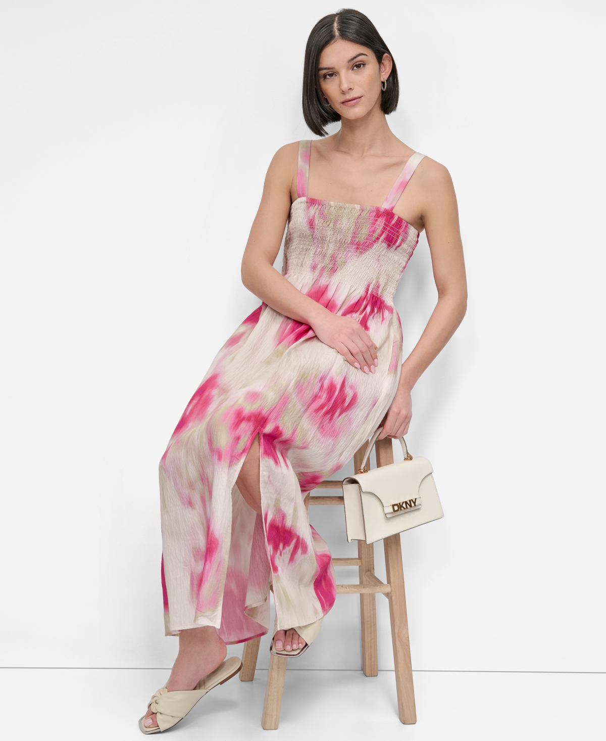 Dkny Print Rumple Voile Sleeveless Maxi Dress