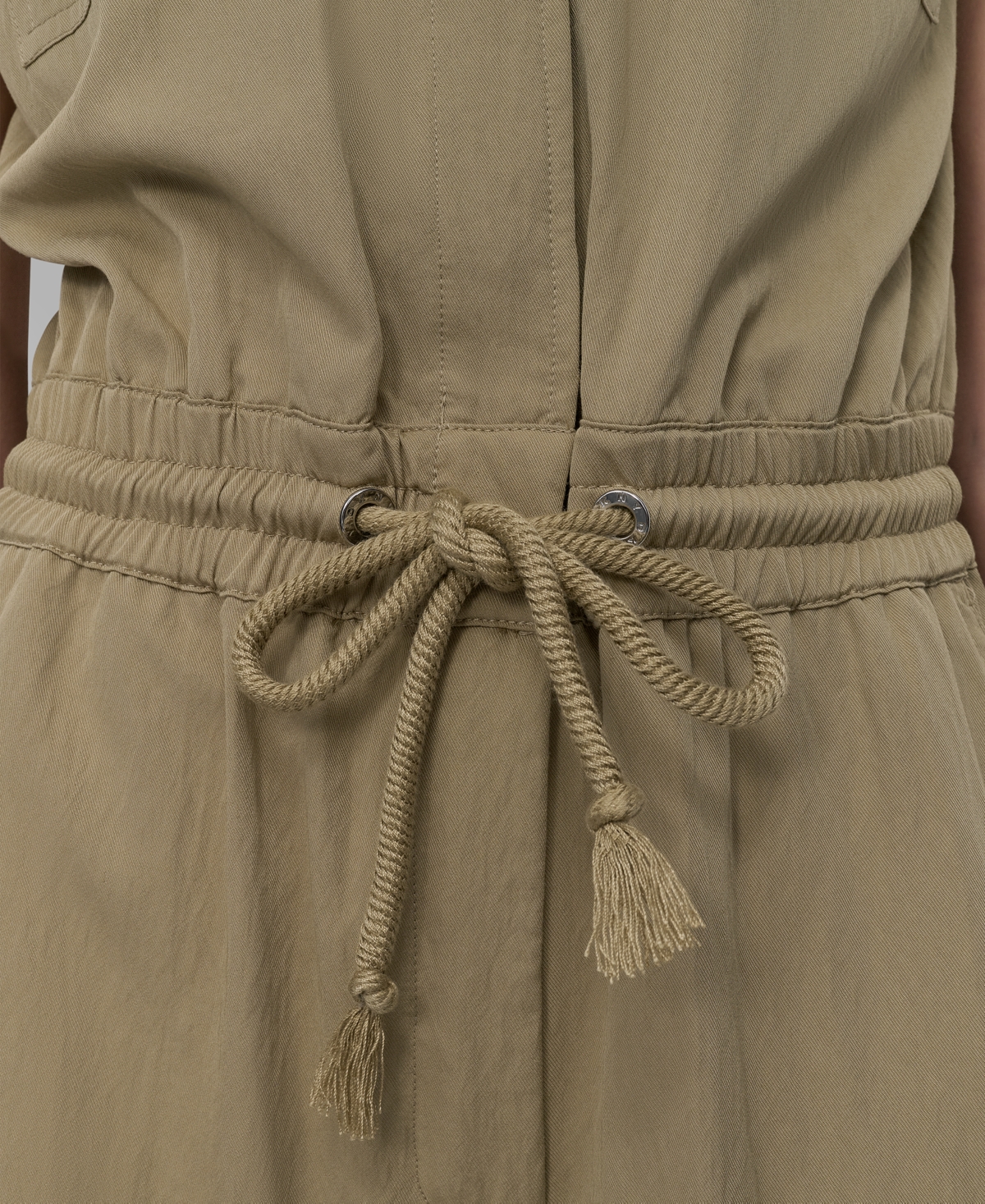 Shop Dkny Women's Twill Button-front Drawstring-waist Jumpsuit