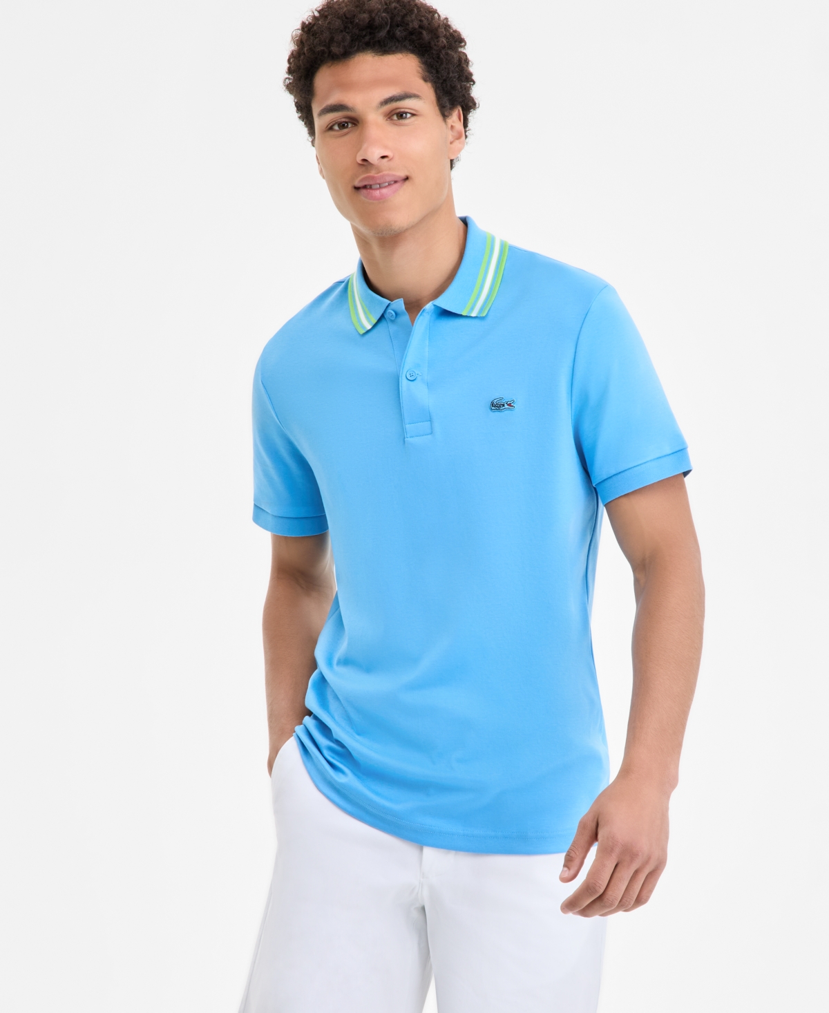 Men's Cotton Tipped-Collar Polo Shirt - 001 - White
